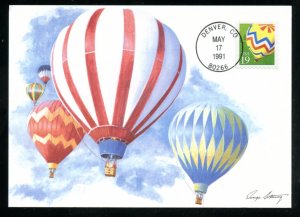 US 2530 19c Ballon -Bklt single UA Unicover Maximum card