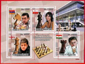 A3355 - SAO TOME & PRINCIPE, ERROR MISPERF Miniature s: 2009, Chess, Leko, Flags