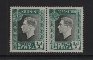 South Africa #74  MH 1937  coronation  .   1/2d .  pair . Afrikaans left