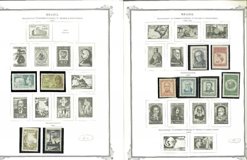 Brazil 1940-1957 MNH & Hinged in Mounts on Remaindered Scott Spec. Pages