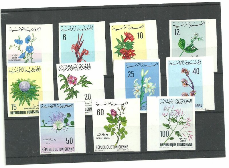 1968-1969 - Tunisia-Imperforated stamps- Timbres non perforés- Flowers- Fleurs 