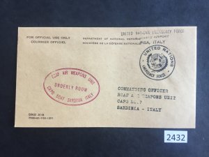 (2432) UN Emergency Force Cover, Officiel Courrier to Italy