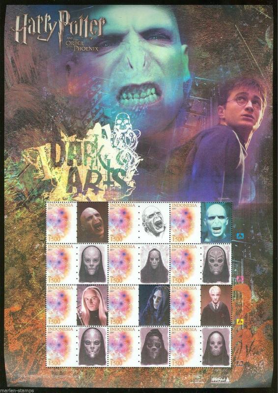 INDONESIA HARRY POTTER SET OF 4 SHEETS 12 STAMPS & 12 CONTIGUOUS LABELS MINT NH