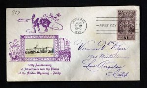 # 897 First Day Cover addressed with Crosby cachet dated 7-10-1940