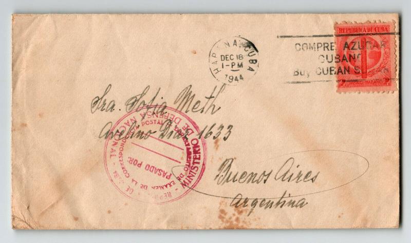 Spanish West Indies 1944 Censor Cover to Argentina  - Z13658