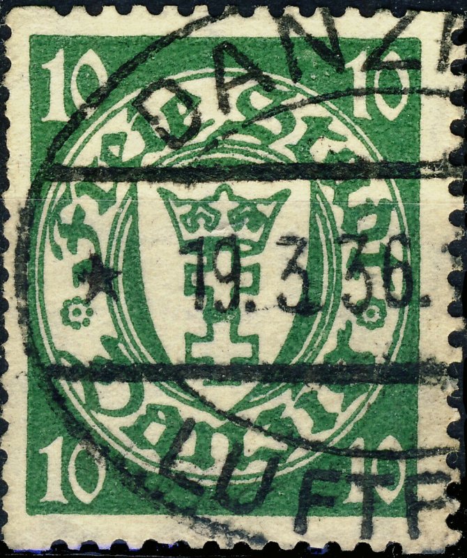 DANZIG - 1936 Mi.194Dy 10pf green - Unidentified Luftpostausgabestempel