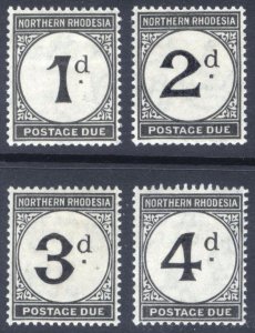 Northern Rhodesia 1929 1d-4d Post Due Scott J1-J4 SG D1-D4 MLH Cat $22