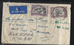 NIGERIA  (P3004B)  1956 QEII 1/-+3D+4D REG IKOT EBAK PA TO USA