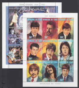 Chad Sc 721-724K MNH. 1996 The Beatles, John Lennon, 6 sheets, complete set, VF.