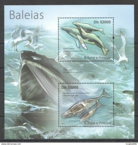 2011 S.Tome & Principe Fish & Marine Life Baleias Whales 1Kb ** Bc910