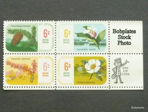 BOBPLATES #1376-9 Botanic Congress Lower Left Zip Block F-VF NH CV=$1.5