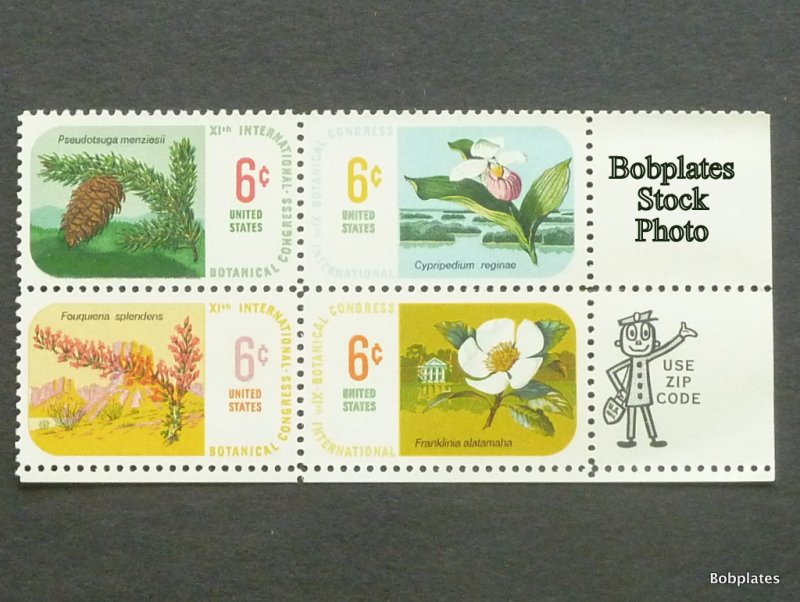 BOBPLATES #1376-9 Botanic Congress Lower Left Zip Block F-VF NH CV=$1.5