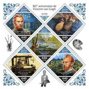 Guinea-Bissau - 2018 Artist Vincent van Gogh - 5 Stamp Sheet w/Foil - GB18703a