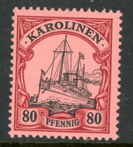 Caroline Islands 1901 Germany 80 pfg Yacht Ship Unwatermark Scott #15 MNH E453