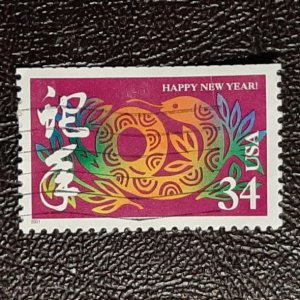 US Scott # 3500; used 34c Chinese New Year from 2001; VF centering; off paper