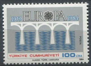 Turkey Sc#2276 MNH, 100L gray & multi, Europa (C.E.P.T.) 1984 - Bridge-25th A...