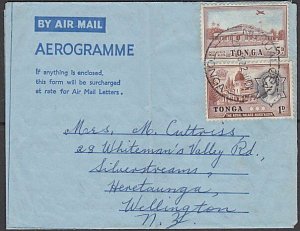 TONGA 1962 Formular aerogramme commercially used to NZ ex Nuku'alofa........K852