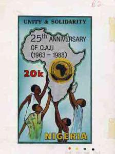 Nigeria 1988 25th Anniversary of OAU - original hand-pain...