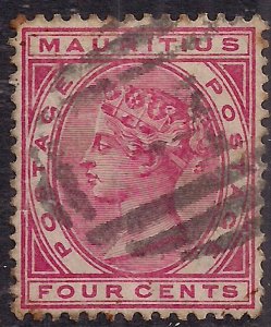 Mauritius 1879 - 80 QV 4ct Carmine Used SG 105 ( C640 )