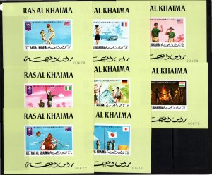 Ras Al Khaima 1979 MNH Mi 519-28 GREEN Deluxe Souvenir Sheets (8)