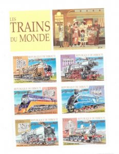 Djibouti 2000 - Trains - Stamp Sheet of 6  - Scott #802 - MNH