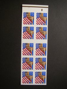 Scott 2921a, 32c Flag over Porch, UNFOLDED #22221, Pos 3, MNH Booklet Beauty