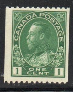 Canada Sc  131 1915 1c dark green George V Admiral issue coil stamp mint NH