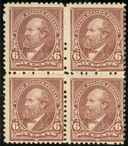 US #256 6¢ Grant, Block of 4, 2NH/2LH scarce multiple