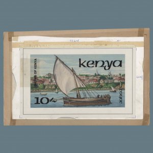 Kenya 1986 Jahazi/Dhows watercolour artwork ––
