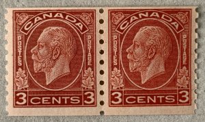 Canada 1933 3c KGV coil pair, MNH.  Scott 207, CV $65.00