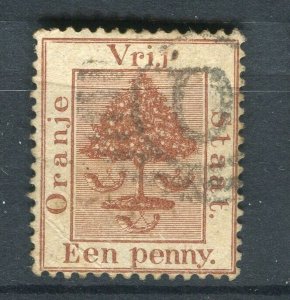 ORANGE FREE STATE; 1860s classic QV issue used 1d. value fair Postmark