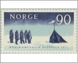 Norway Used NK 503   Norwegian flag at the South Pole 90 Øre Cobalt,Black blue