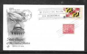 Just Fun Cover #1639 FDC MD. State Flag Artcraft Cachet. (A1469)