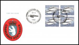 Greenland 141 Fish Block of Four U/A FDC