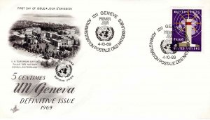 United Nations Geneva 1969 FDC Sc 1 Artcraft Cachet UN First Day Cover