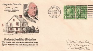 1933 Benjamin's Franklin's Birthplace - Boston, Mass - F25945