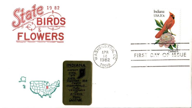 #1966 Indiana Birds - Flowers Artopages FDC