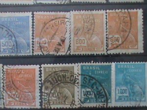 BRAZIL STAMP:1922-9 SC# 249-257-21 DIFFERENT VERY OLD  MERCURY USED STAMPS #T.