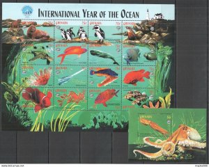 Grenada Fauna Marine Life International Year Of The Ocean 1Sh+1Bl ** Pk078