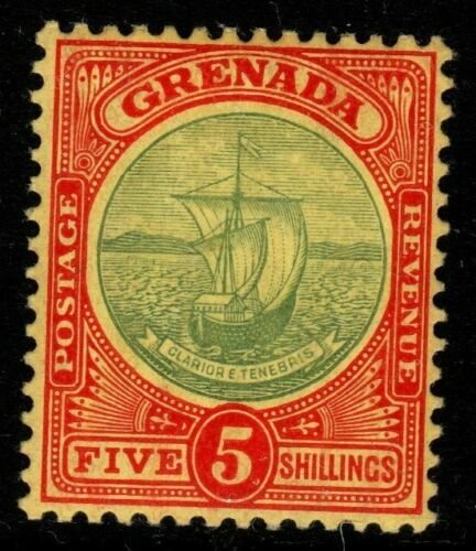 GRENADA SG88 1908 5/= GREEN & RED/YELLOW MTD MINT 