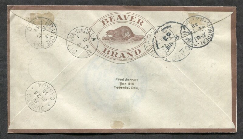 p186 - OTTAWA Conference 1932 FDC Cover to IRELAND. ADVERTISING Beaver Brand