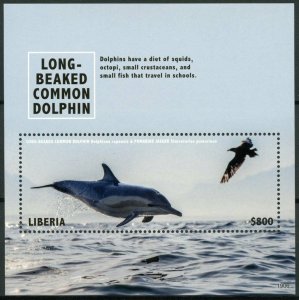 Liberia 2019 MNH Long-Beaked Dolphin 1v S/S Dolphins Marine Animals Stamps 