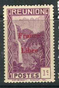 FRENCH COLONIES; 1941 FRANCE LIBRE Optd. Mint hinged 1c. value