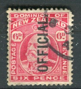 NEW ZEALAND; 1910-16 early Official Optd. issue fine used 6d. value