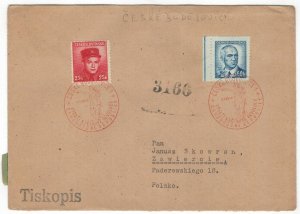 Czechoslovakia 1946 Censored Cover to Poland Cancellation Second World War II