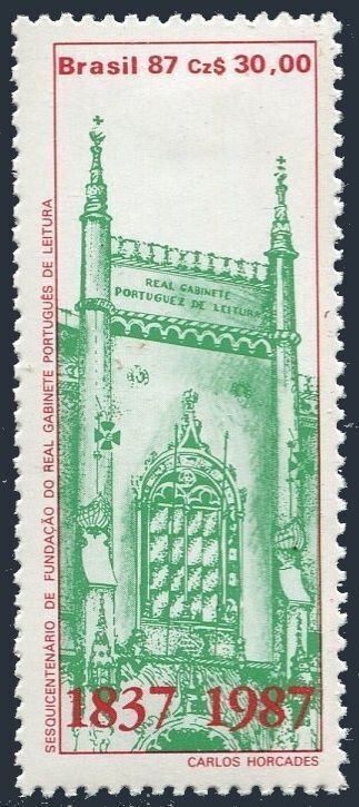 Brazil 2111,hinged.Michel 2223. Royal Portuguese Cabinet of  Literature,150,1987.