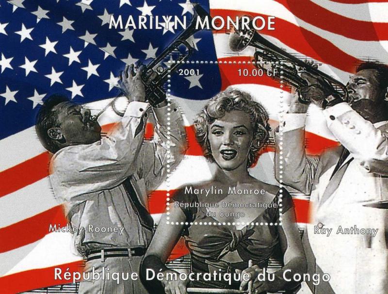 Congo Kinshasa MARILYN MONROE RAY ANTHONY MICKEY ROONEY s/s Perforated Mint (NH)