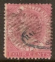 Straits Settlements 11 Used 1867 4c rose Victoria