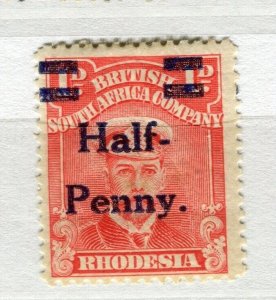 RHODESIA; 1917 early GV HALF PENNY surcharged Mint hinged