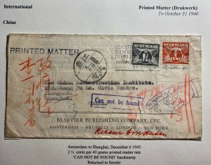 1945 Amsterdam Netherlands Printed Matter Brochure Cover To Shanghai China